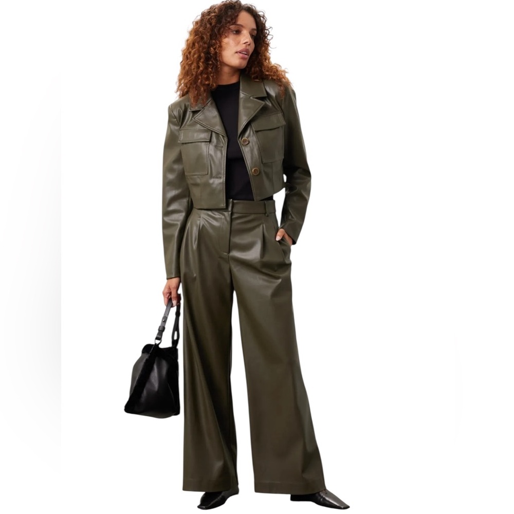 Saunders- Olive Green Faux Leather Pants Size 6